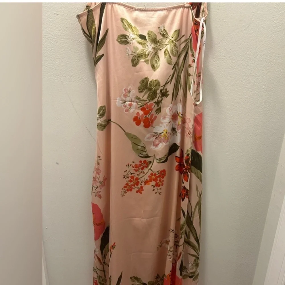 Lulu's Pink Floral Midi Dress with Coral Accents - Picture 5 of 6